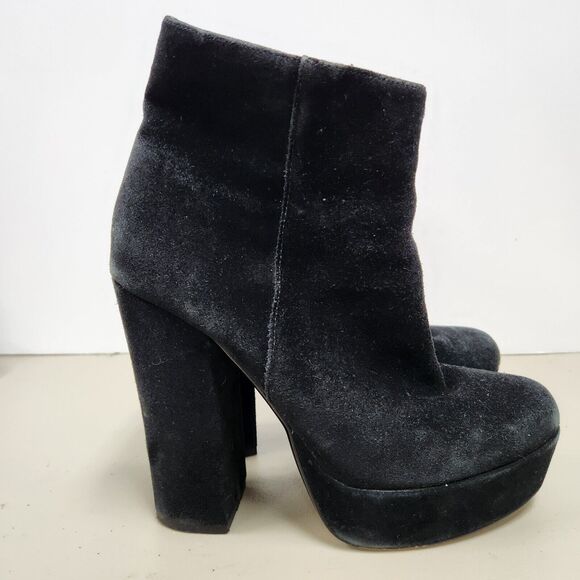 Steve Madden Womens Joanie  Black Suede Platform Booties Size 8M Punk Glam - Picture 1 of 15